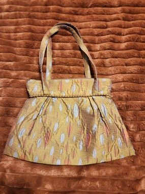 Olive Green, Copper Patterned Shoulder Bag with Leaf Motif